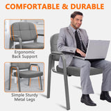 CLATINA Big & Tall 500 lbs Waiting Room Guest Chair, Leather Office Reception Chair No Wheels with Padded Arms for Elderly Home Desk Conference Room Lobby Side Salon Clinic, Grey(2 Pack)