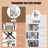 Camping Chairs, High Back Breathable Mesh Camping Chair 300 LBS Capacity, Portable Outdoor Lawn Chair Folding with Cup Holder for Picnic, Lawn, Beach, Fishing and Sports (Grey)
