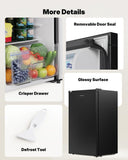 Upstreman 3.2 Cu.Ft Mini Fridge with Freezer, Quiet Efficient Small Fridge, Compact Refrigerator with Adjustable Thermostat, for Dorm, Bedroom, Office, Black-BR321