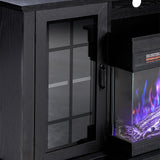LUXOAK 59" Fireplace TV Stand with 3-Sided Glass Electric Fireplace