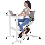 HitGo Home Office Fitness Bundle: Under Desk Exercise Bike Chair & Height Adjustable Mobile Standing Desk, 330LBS Capacity, 8-Level Resistance, Pneumatic Sit Stand Desk with Wheels for Home Office