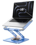 Adjustable Laptop Stand, Computer Stand with 360 Rotating Base, Ergonomic Laptop Riser Mount for Desk Foldable