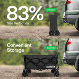 VIVOSUN Collapsible Folding Wagon, 350 lb Load-Bearing Outdoor Utility Cart with Silent Universal Wheels, Cup Holders &Side Pockets, Adjustable Handle