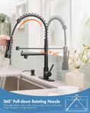 AIMADI Black Kitchen Faucet with Pull Down Sprayer,Stainless Steel Spring Kitchen Sink Faucet with Soap Dispenser,Modern Single Handle Faucets for Farmhouse,Camper,Laundry,RV,1or 3 Hole