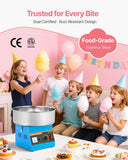 VEVOR Cotton Candy Machine Commercial, 1000W Electric Candy Floss Maker, Easy Use with 15 inch Stainless Steel Bowl and Sugar Scoop, Makes Hard Candy for Home Kids Birthday, Family Party, Blue