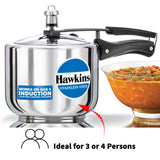 Hawkins Pressure Cooker, Stainless Steel Inner Lid Cooker, Tall Design Cooker, Induction Cooker, Silver Hss3T, 3 Liter 3 Litre