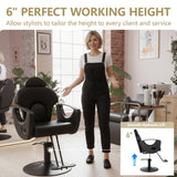 EITPETPORT Black Salon Barber Chair, Reclining Salon Chair for Hair Stylist for Home, Barber Chair with Hydraulic Pump, 360° Swivel, Beauty Hairdresser Chair Equipment for Spa, Tattoo and Shampoo