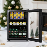 WANAI Small Beverage Refrigerator Cooler 1.3 Cu.Ft, 45 Can Black Mini Small Fridge with Glass Door Adjustable Shelves for Soda Beer Wine, Suitable for Bedroom Bar Office