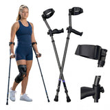 in-Motion Forearm Crutches | Spring Assist Crutches for Adults | Walking Crutch with Ergonomic Handles | Articulating Tips | Size Tall (5'3" - 6'8") | Lightweight & Durable | Charcoal | 350lb Capacity