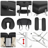 Massage Tables Portable Massage Bed Aluminium Height Adjustable Facial Salon Tattoo Bed with Non-Woven Bag, 28 inch Width Black Yaheetech
