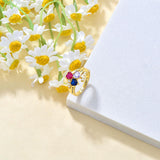 Oseew 10k gold mother ring Customized 10k yellow gold 3 Birthstones Ring for Women Mother's Ring Personailzed 14k yellow gold 3 Birthstones Ring Family Rings Birthday Gift