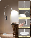 GOEBLESON Reading Floor Lamp, 74.2" Tall LED Lamp, with 360° Flexible Gooseneck & Touch & Remote Control, Ajustable Color & Beam, Crafts Standing Lamp, for Reading, Task Craft, Living, White WW16LD05