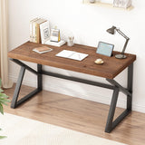 IBF Solid Real Wood Desk, Minimalist 47” Natural Wood Computer Desk, Rustic Desk for Home Office Writing Study