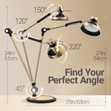 OTUS Tall LED Architect Desk Lamp for Home Office, Gesture Control, Brass