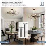 OKES Sputnik Chandeliers with16-Light,Modern Black and Gold Crystal Chandelier, Mid Century Ceiling Light Fixture for Dining Room, Kitchen Island,Foyer,Living Room,Bedroom