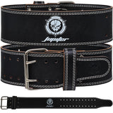 Weight lifting Belt (6mm Thick) - Genuine leather, offering back support. Double-pronged buckle, ideal for weightlifting, powerlifting, squats and deadlifts(White XXL)