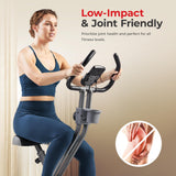 Sunny Health & Fitness Foldable Magnetic Exercise X-Bike Pro, 300 LB Capacity, Low-Impact, 14-Level Resistance, Ergonomic Support