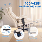 Big and Tall Office Chair with Foot Rest,Heavy Duty Office Chair(Beige)