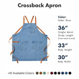 hedley & bennett Crossback Apron - Crossback Chef Apron with Pockets - 100% Cotton Denim, 8oz - Cedar Blue