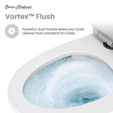 Piece Elongated Toilet Dual Vortex Flush, Black Hardware Swiss Madison