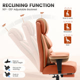 BestGlory Office Desk Chair, Big and Tall Leather Gaming Chair with Footrest, Wide Ergonomic Comfy Executive High-Back Reclining Computer Chairs, Swivel Rolling Wheels and Lumbar Support, Brown