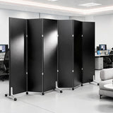 6 Panel Wooden Room Divider with Wheels, Large Office Partitions 100"x71"