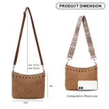 tutuebobe Small Boho Crochet Purse for Women Slouchy Beach Handwoven Crossbody Bags Vacation Shoulder Bag Purse Wide Shoulder Strap (brown)