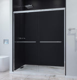 EUROTECH SHOWERS Classic 56-59" W x 72" H Semi-Frameless Double Sliding Glass Shower Door with 1/4" Clear Tempered Safety Glass (Chrome)