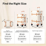universal trotter Vintage PU Leather Luggage Set, Retro Trunk Suitcase with Wide Aluminum Frame, TSA Key Locks and Smooth 360° Spinner Wheels (Natural Tan Trim,12"+20"+26")