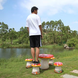 RKGOMDMU Outdoor Mushroom Resin Table & Stool Statues, Large Garden Decor Sculptures, Lawn/Pond/Patio & Stool Ornaments (1 Table + 4 Stools)