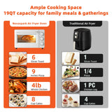 Novaspark Air Fryer Toaster Oven Combo, Retro Convection Oven Countertop,19QT Small Toaster Oven, 4-slices or 9" Pizza,Bake,Toast,Broil, Air Fry, Rapid Heating Mini Conventional Oven, Non-Stick, White