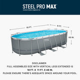 Bestway Steel Pro MAX 18' x 9' x 48" Above Ground Pool, Oval Metal Frame Outdoor Swimming Pool Set with Filter Pump, Ladder, and Cover, Gray