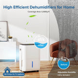 KISSAIR 150 Pint Dehumidifier for Basement and Home, Covers up to 6,500 Sq. Ft Rooms, High-Efficiency Compressor Dehumidifier with Drain Hose and 2.11 Gallons Water Tank, Auto Shut-Off, 24HR Timer