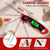 Meat Thermometer Digital，IP67 Waterproof Cooking Thermometer with Backlight, Calibration & Hold Function，Food Thermometer for Cooking,Outdoor Grilling, Red
