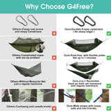 Large Camping Hammock with Mosquito Net 2 Person Pop-up Parachute Lightweight Hanging Hammocks (New Army Green) G4Free