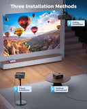 CiBest Portable Mini Projector White, 2025 Upgraded Full HD 1080P Projector, Movie Projector Compatible with iOS/Android Phone/Tablet/Laptop/PC/TV Stick/Box/USB