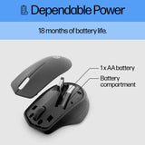 HP 280 Silent Wireless Mouse - Ergonomic, Right-Handed Design - 2.4GHz USB Wireless Connection - Multi-Surface