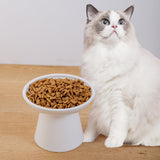KITCHENLESTAR Ceramic Elevated Cat Bowls - 6.2 Inch Extra Wide Raised Cat Food and Water Bowl Set for Indoor Cats, Whisker-Friendly Ceramic Cat Dish for Elder Big Cats & Small Dogs,White,2 Pack
