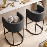 26" H Counter Height Bar Stools Set of 3, Modern Barrel Counter Stools with Backrest and Arms
