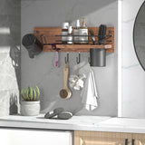 RoleDes Wooden Hair Dryer Holder Wall Mounted, Bathroom Hair Tool Organizer, Blow Dryer Holder Shelf, Curling Iron and Hair Styling Tools Organizer