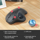 Nulea M501 Wireless Trackball Mouse, Rechargeable Ergonomic, Easy Thumb Control, Precise & Smooth Tracking, Nulea