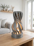 MAKER 3D Twist Spiral Table Lamp in Grey - Handmade 3D Printed Shadow Projection Night Light, Dimmable USB LED Bedside Accent Lamp for Bedroom, Nursery and Office Desk Decor