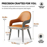 Quvex Modern Scratch-Resistant Leather Dining Chairs Set of 2 with Arms, Upholstered Kitchen & Dining Room Chairs with Ergonomic Curved Back, Thick Cushion Seat & Heavy-Duty Metal Legs, Grey