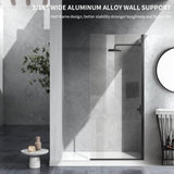 Xilewying Fixed Shower Glass Panel Semi-Framed Shower Door for Bathroom,34" W*74" L Single Shower Screen in Matte Black, 5/16"(8mm) Clear Tempered Glass with Frame Hardware Kit