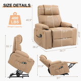BRTHORY Leather Power Lift Recliner Chair for Elderly, with Massage & Heat