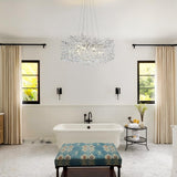 kvtinmty Modern Crystal Chandeliers for Dining Room, 40" Round Silver Tree Branches Chandeliers, Large Dining Room Over Table Chandeliers Lights Fixture, Branches and Crystals Ceiling Light Fixtures