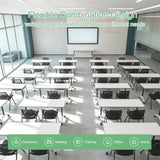 4 Pack Folding White Conference Table,47.2in Modular Mobile Training Table