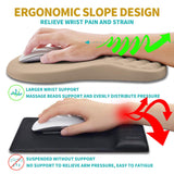 Hokafenle 2 in 1 Ergonomic Mouse Pad Wrist Support & Wrist Rest for Computer Keyboard Set, with Relieve Carpal Tunnel Pain Massage Bulge and Full Memory Gel Design (2In1 Set, Sand Color)