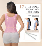 SHAPSHE Waist Trainer Corset for Women Tummy Control Sport Workout Body Shaper Vest for Postpartum Gym Zipper and Hooks Pink XL