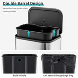 Takywep Bathroom Trash Can with Lid, 12L / 3.2 Gallon Stainless Steel Garbage Can with Foot Pedal & Removable Inner Bucket, Rectangular Small Step Waste Bin for Kitchen Living Room (Silver)
